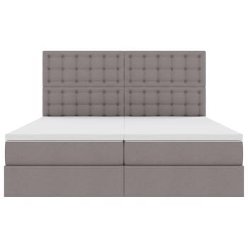 Bett mit LED-Lichtleisten mit Kopfteil Taupe 200 x 200 cm Stoff