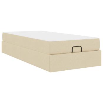 Bettgestell mit Matratze mit Matratze 2 pcs Creme Stoff