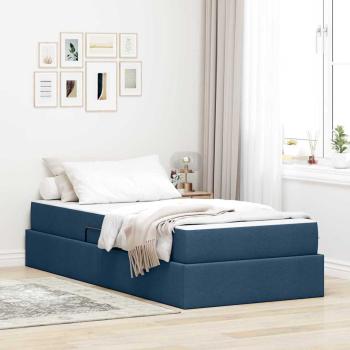 ARDEBO.de - Aufbewahrungsbett mit Matratze Blau 90 x 200 cm Polyester