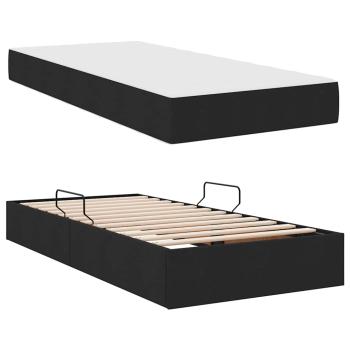 Aufbewahrungsbett mit Matratze Schwarz 100 x 200 cm Polyester