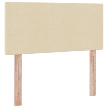 Bett mit Stauraum und LED mit Matratze Creme 90 x 200 cm Stoff