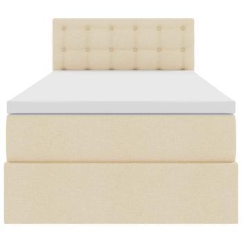 Bett mit Stauraum und LED mit Matratze Creme 90 x 200 cm Stoff