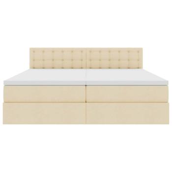 Bett mit LED-Lichtleisten mit Kopfteil Creme 180 x 200 cm Stoff