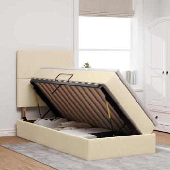 Aufbewahrungsbett mit Matratze Creme 90 x 200 cm Polyester