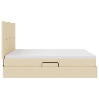 Aufbewahrungsbett mit Matratze Creme 180 x 200 cm Kunstleder
