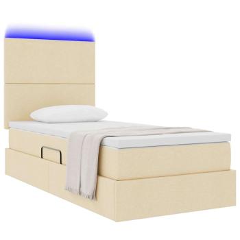 Bett mit Stauraum und LED mit LED Creme 90 x 200 cm Polyester