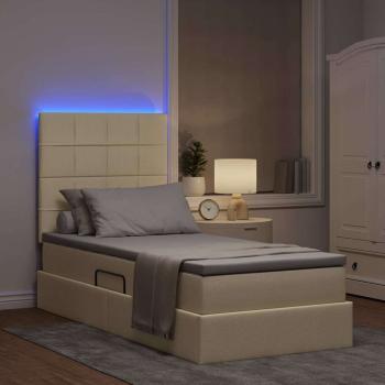 Bett mit Stauraum und LED mit LED Creme 90 x 200 cm Polyester