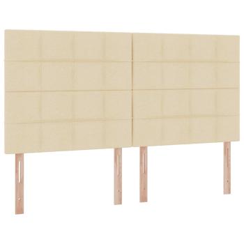 Bett mit LED-Lichtleisten mit Kopfteil Creme 180 x 200 cm Stoff