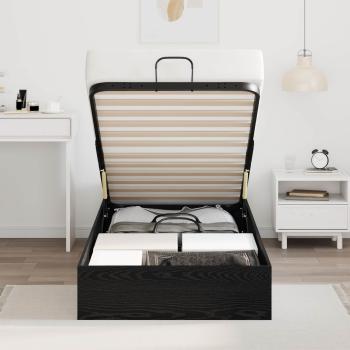 Ottoman Bettgestell Schwarz Eichen-Optik 193 x 120 x 25 cm