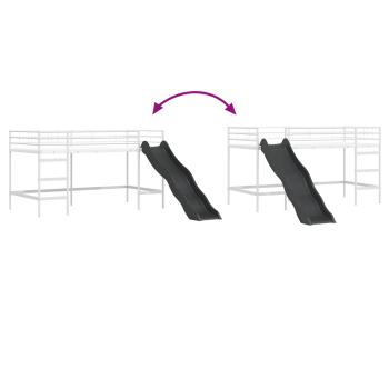 Kinder-Loftbett mit Rutsche Weiß und Anthrazit 90 x 200 cm