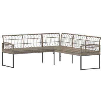 Garten-Sofaset mit Kissen 2 pcs Grau Polyrattan und Stahl
