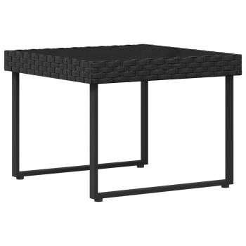 Garten-Sofaset mit Kissen 2 pcs Schwarz Polyrattan und Stahl