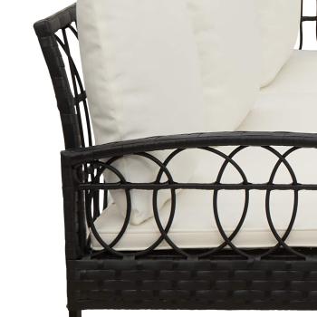 Garten-Sofaset mit Kissen 2 pcs Schwarz Polyrattan und Stahl