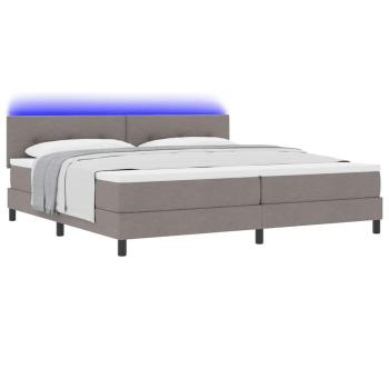 ARDEBO.de - Boxspringbett mit Matratze mit LED Taupe 200 x 200 cm Stoff