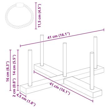 Ringwurfspiel Natur Rot Blau 41 x 41 x 16 cm