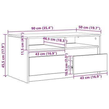 Couchtisch Altholz 90 x 50 x 45 cm Holzwerkstoff