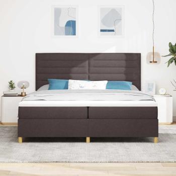 LED Boxspringbett mit Matratze Dunkelbraun 200 x 200 cm Stoff