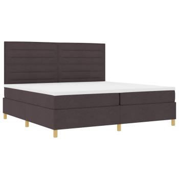 LED Boxspringbett mit Matratze Dunkelbraun 200 x 200 cm Stoff