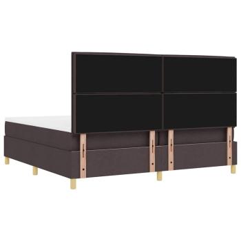 LED Boxspringbett mit Matratze Dunkelbraun 200 x 200 cm Stoff