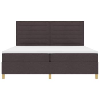 LED Boxspringbett mit Matratze Dunkelbraun 200 x 200 cm Stoff