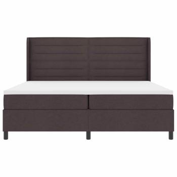 LED Boxspringbett mit Matratze Dunkelbraun 200 x 200 cm Stoff