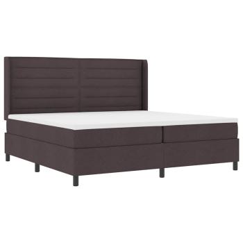 LED Boxspringbett mit Matratze Dunkelbraun 200 x 200 cm Stoff