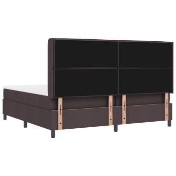 LED Boxspringbett mit Matratze Dunkelbraun 200 x 200 cm Stoff