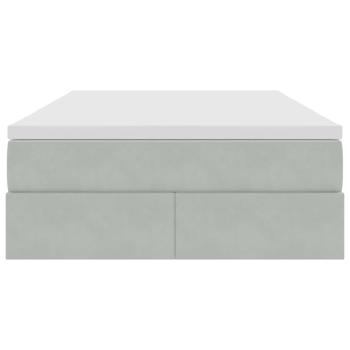 Aufbewahrungsbett mit Matratze Hellgrau 120 x 190 cm Samt