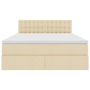 Aufbewahrungsbett mit Matratze Creme 140 x 200 cm Holzwerkstoff