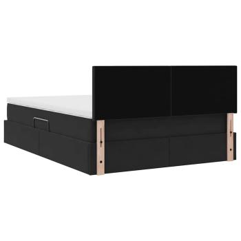 Aufbewahrungsbett mit Matratze Schwarz 140 x 190 cm Samt