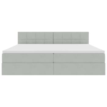 Aufbewahrungsbett mit Matratze Hellgrau 200 x 200 cm Samt