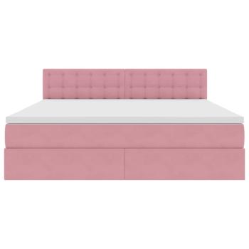 Aufbewahrungsbett mit Matratze Rosa 180 x 200 cm Samt