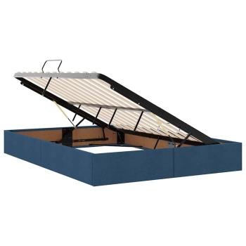 ARDEBO.de - Bett mit Stauraum und LED mit Matratze Blau 140 x 200 cm Stoff