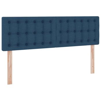 Bett mit Stauraum und LED mit Matratze Blau 140 x 200 cm Stoff