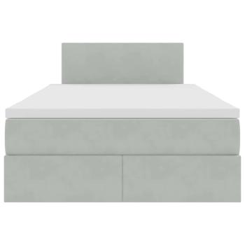 Bett mit Stauraum und LED mit LED Hellgrau 120 x 190 cm Samt