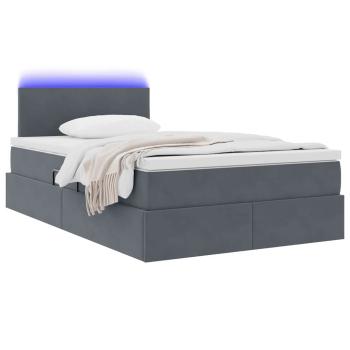 Bett mit Stauraum und LED mit LED Dunkelgrau 120 x 190 cm Samt
