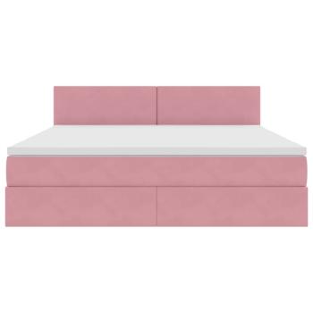 Bett mit Stauraum und LED mit Matratze Rosa 180 x 200 cm Samt