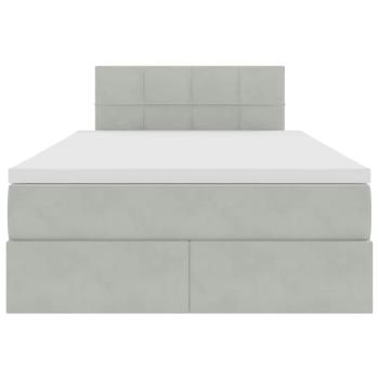 Bett mit Stauraum und LED mit LED Hellgrau 120 x 190 cm Samt