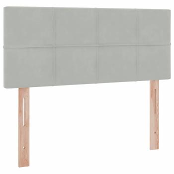 Bett mit Stauraum und LED mit LED Hellgrau 120 x 190 cm Samt