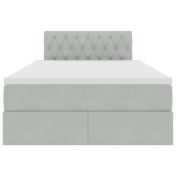 Bett mit Stauraum und LED mit LED Hellgrau 120 x 190 cm Samt