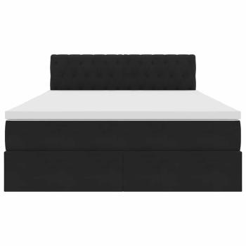 Bett mit Stauraum und LED mit LED Schwarz 140 x 190 cm Samt