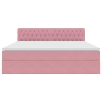 Bett mit Stauraum und LED mit Matratze Rosa 180 x 200 cm Samt