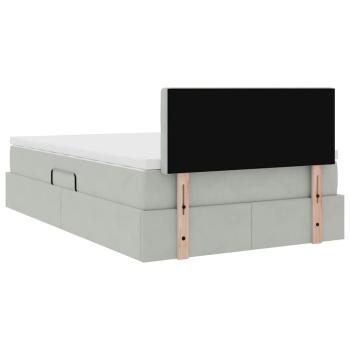 Bett mit Stauraum und LED mit LED Hellgrau 120 x 190 cm Samt