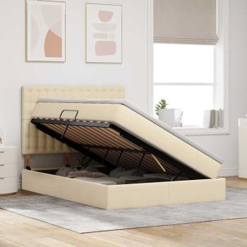 Aufbewahrungsbett mit Matratze Creme 140 x 200 cm Polyester