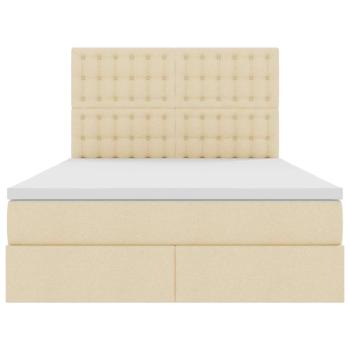 Aufbewahrungsbett mit Matratze Creme 140 x 200 cm Polyester