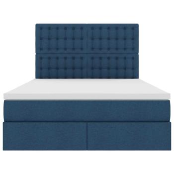 Aufbewahrungsbett mit Matratze Blau 140 x 200 cm Polyester