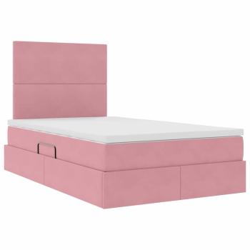 Aufbewahrungsbett mit Matratze Rosa 120 x 200 cm Samt