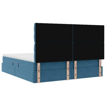 Aufbewahrungsbett mit Matratze Dunkelblau 160 x 200 cm Samt