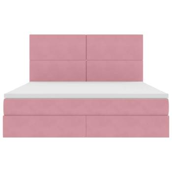 Bett mit Stauraum und LED mit Matratze Rosa 180 x 200 cm Samt