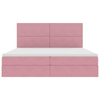 ARDEBO.de - Bett mit Stauraum und LED mit Matratze Rosa 200 x 200 cm Samt